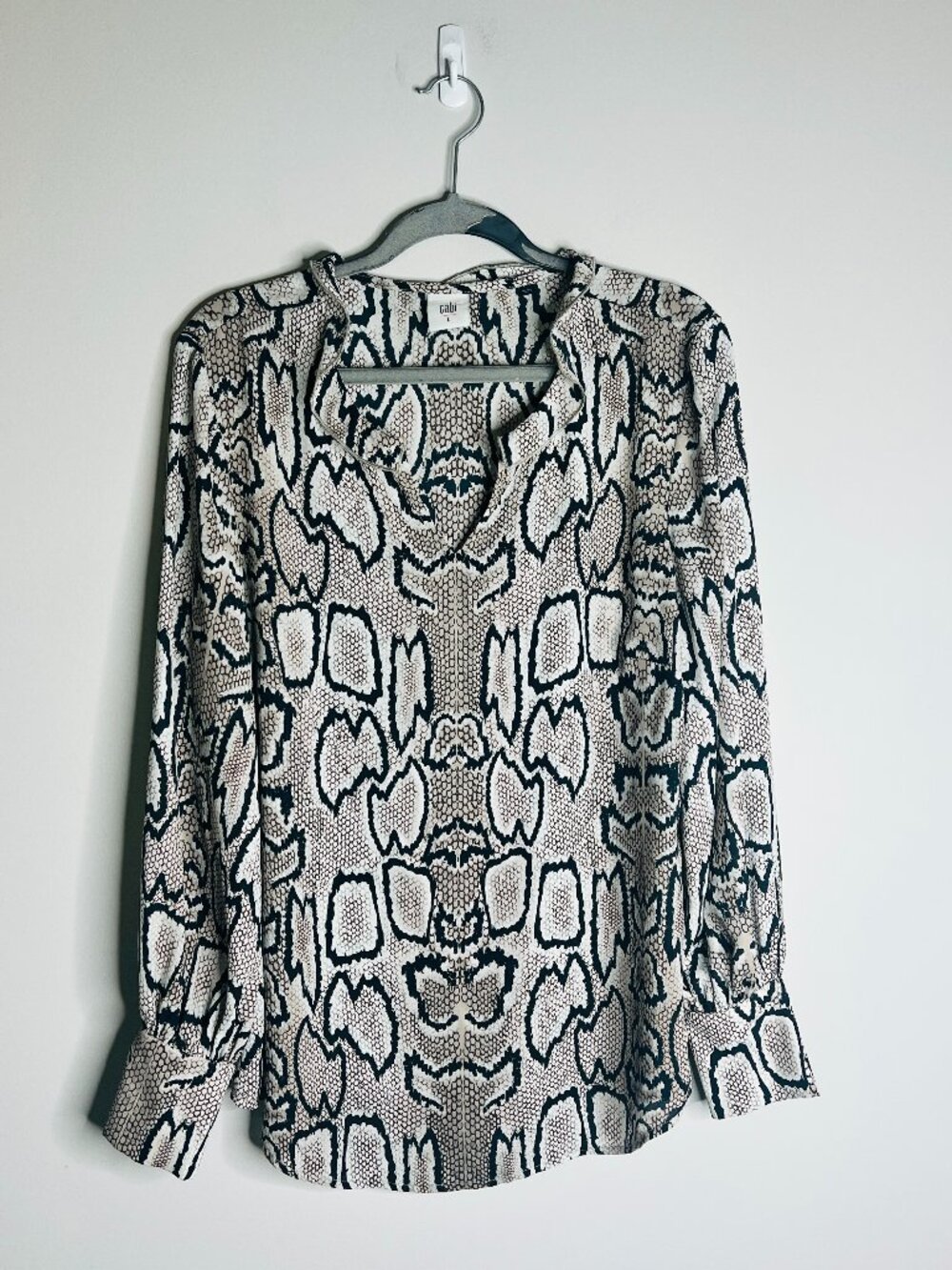 CAbi Style #3759 Serpentine Blouse Sheer Career Business Casual Snake Print L